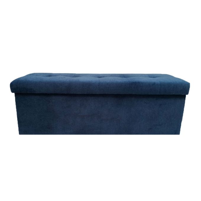 wielka pufa z dużym schowkiem w szenilowej tkaninie w kolorze grantowym z przeszytym siedziskiem