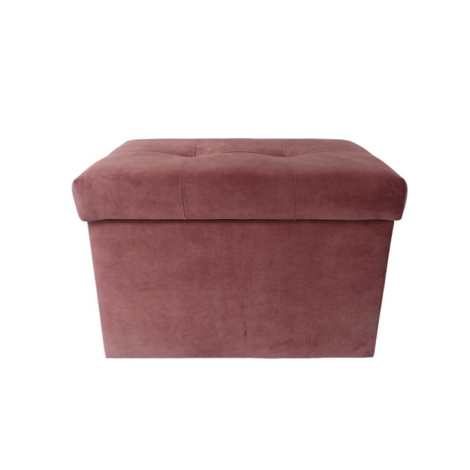 Różowa pufa 60cm z dużym schowkiem i przeszyciami