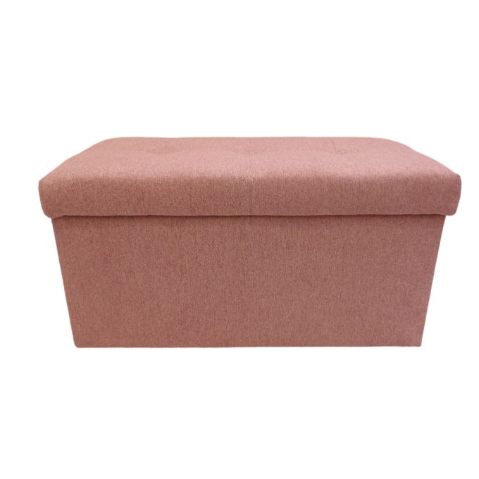 Różowa pufa 80cm z dużym schowkiem i przeszyciami