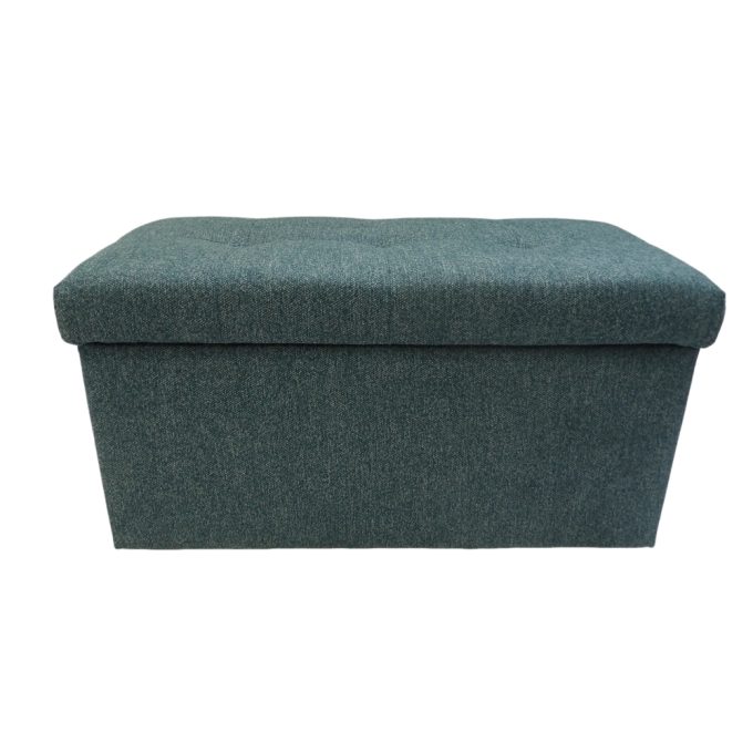 Turkusowa pufa 80cm z dużym schowkiem i przeszyciami
