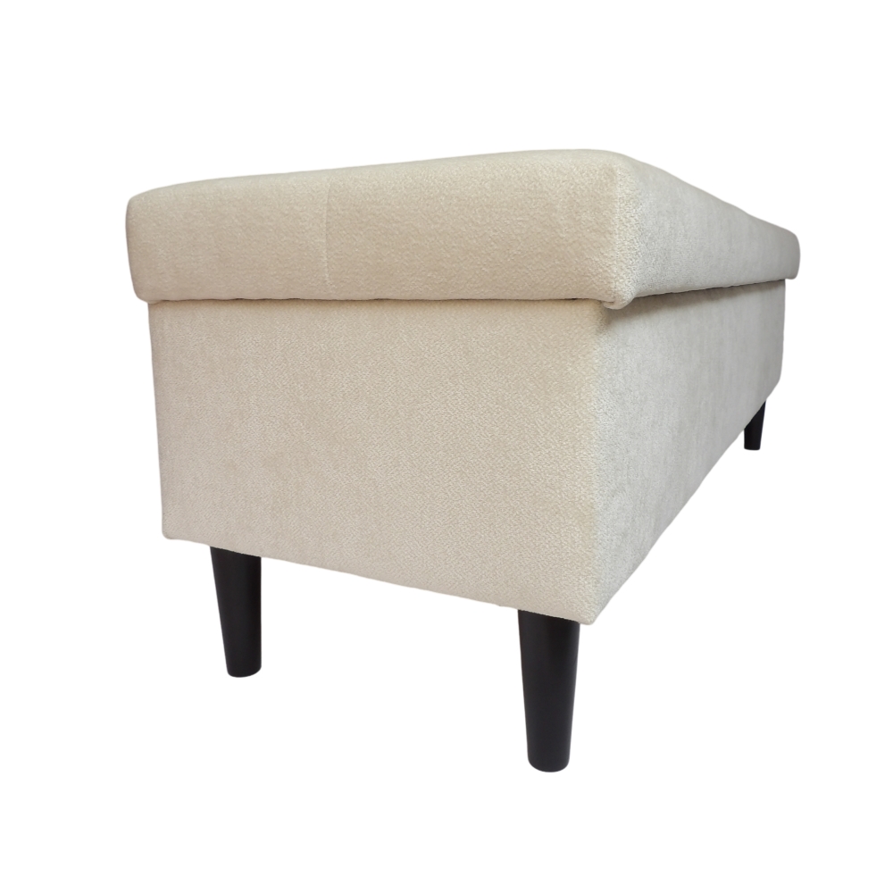 Kremowa pufa 120cm z schowkiem i przeszyciami - obrazek 5