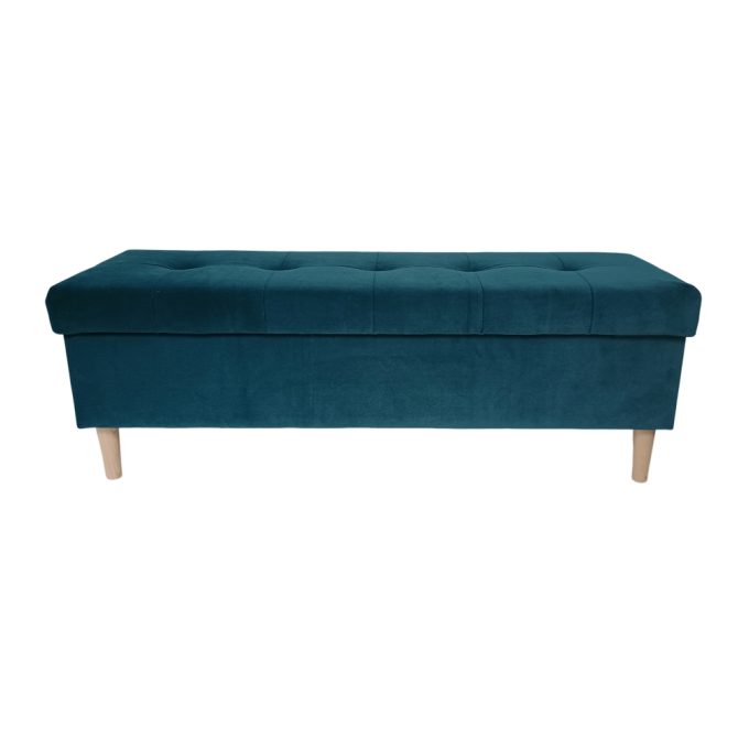Turkusowa pufa 120cm z schowkiem i przeszyciami