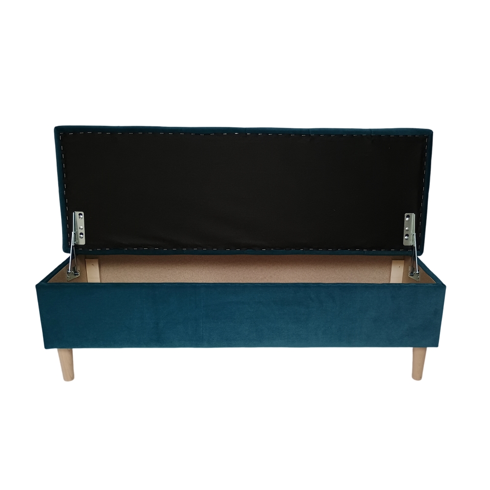 Turkusowa pufa 120cm z schowkiem i przeszyciami - obrazek 2