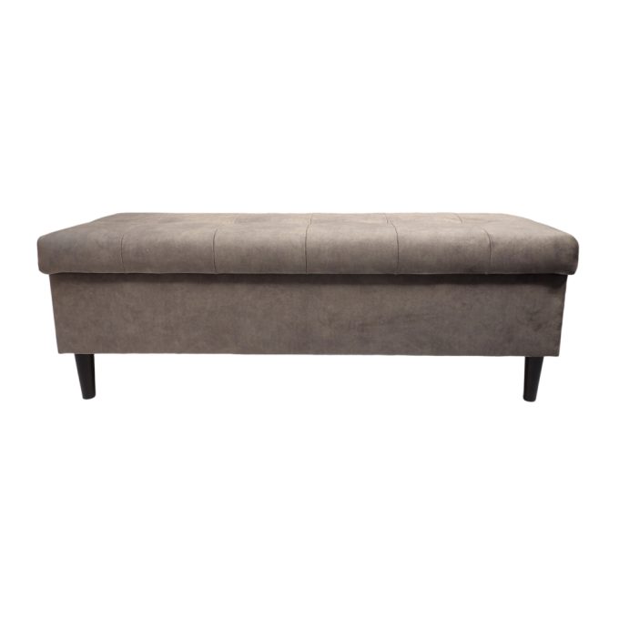 Szara pufa 120cm z schowkiem i przeszyciami