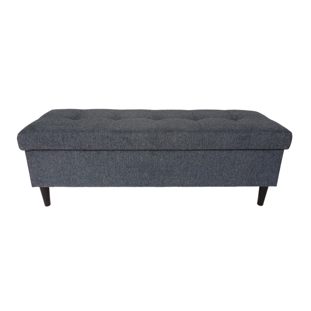 Granatowa pufa 120cm z schowkiem i przeszyciami - obrazek 6