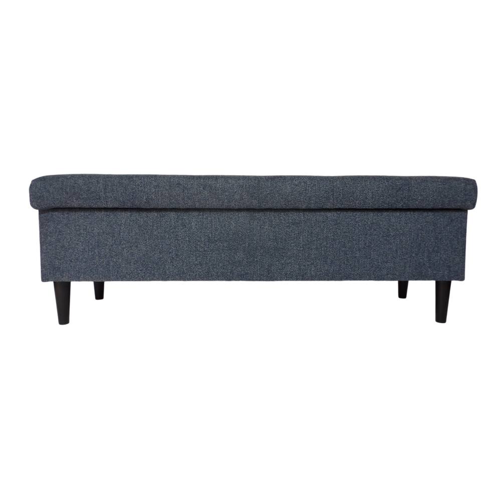 Granatowa pufa 120cm z schowkiem i przeszyciami