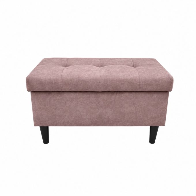 Różowa pufa 80cm z schowkiem i przeszyciami