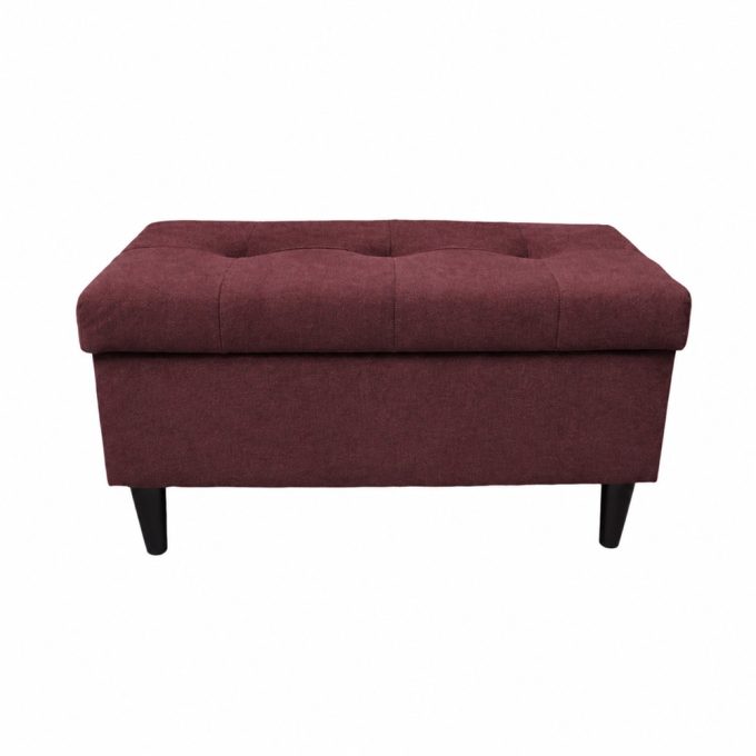 Ciemno fioletowa pufa 80cm z schowkiem i przeszyciami