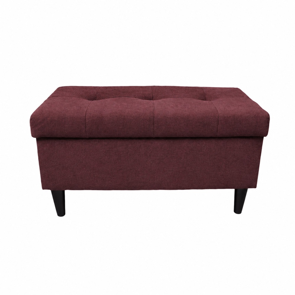 Ciemno fioletowa pufa 80cm z schowkiem i przeszyciami