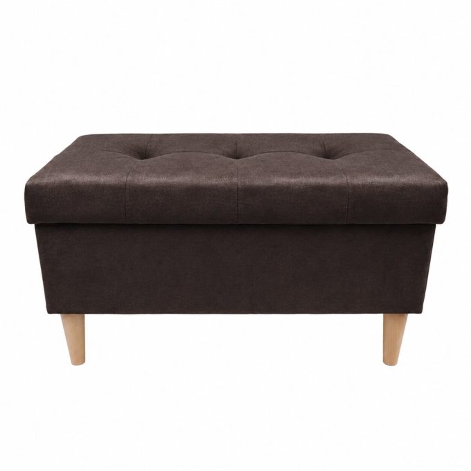 Czekoladowa pufa 80cm z schowkiem i przeszyciami