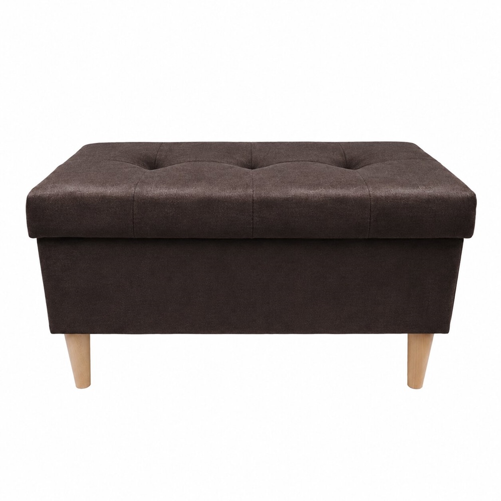 Czekoladowa pufa 80cm z schowkiem i przeszyciami