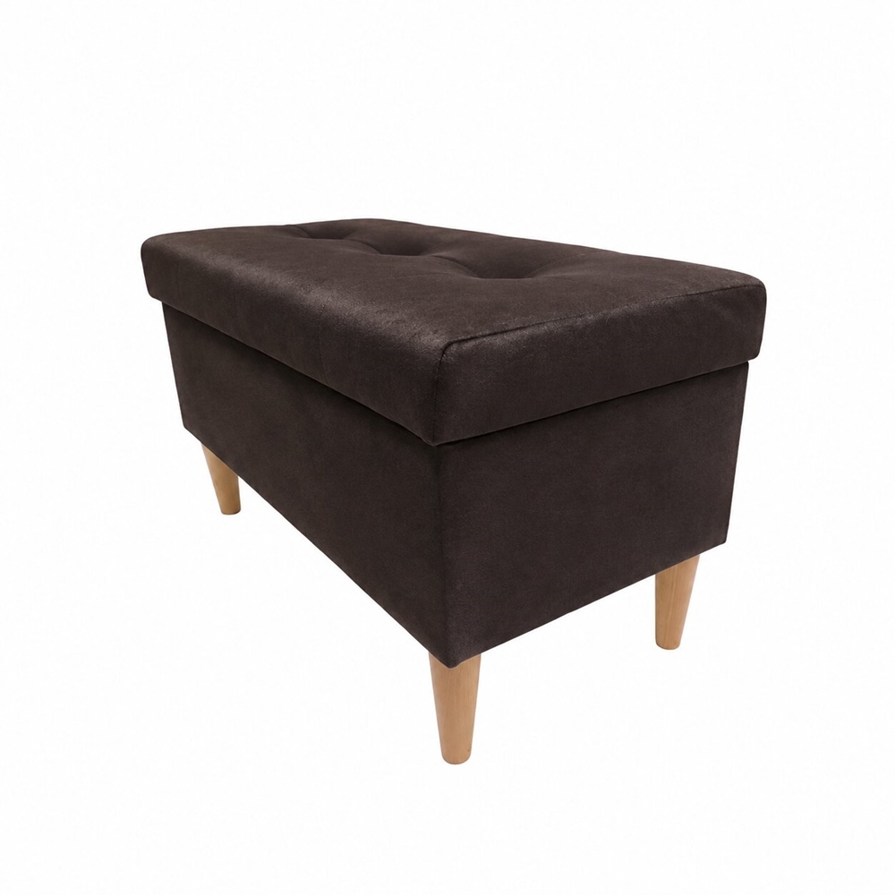 Czekoladowa pufa 80cm z schowkiem i przeszyciami - obrazek 5