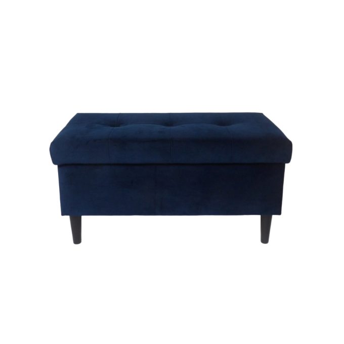 Granatowa pufa 80cm ze schowkiem i przeszyciami
